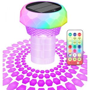 Qoolife Flotteur de chlore de piscine avec lumière solaire, distributeur de chlore flottant pour tablettes de 2,5 cm et 7,6 cm, distributeur de chlore flottant avec télécommande et réglable pour (Qoolife-EU, neuf)