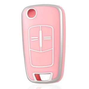 OFF WE GO Coque Cl&eacute; Etui Cles &Eacute;tui Cl&eacute;s Porte Cl&eacute; de Voiture pour Opel Vauxhall Astra Antara Corsa Zafira Vectra Tigra B Boitier Cl&eacute; &agrave; T&eacute;l&eacute;commande Protecteur Cl&eacute; Voiture Accessoire, Rose Argent (OFF WE GO, neuf)