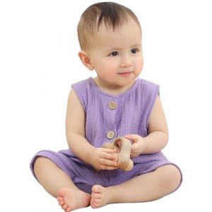COOKY.D Unisexe Nouveau-Né Bébé Garçons Filles Coton Barboteuse sans Manches Jumpsuit Enfant Pyjamas D’Été Body Tenues 12-18 Mois,Violet (MICHLEY INTERNATIONAL, neuf)