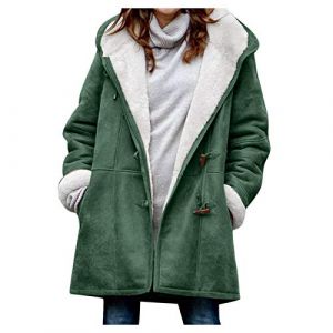 LAOSU Femme Veste Blouson Hiver Épais Outwear,Manteau Femme Blanc Cassé,Doudoune Femme Capuche Fourrure,Doudoune Moumoute Femme,Veste Peau De Mouton Femme,Parka Fourrure Femme (zhongnabaihuo, neuf)