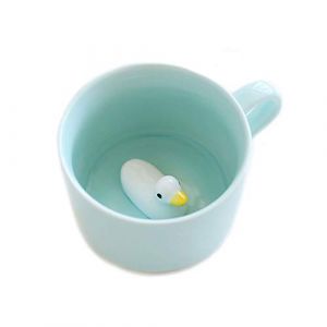 Tasse à café mignonne,Tasses en céramique de thé au lait Kawaii,Cadeau de tasse du matin animal 3D pour Mariages,Anniversaires (Canard) (MengCat, neuf)