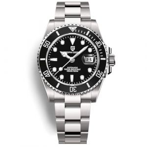 Pagani Design Hommes Montre Automatique Business &eacute;tanche analogique Montre Automatique Mouvement c&eacute;ramique Lunette tournante Verre Saphir en Acier Inoxydable Montres de Luxe. (Noir) (RollsTimi Outlet Store, neuf)