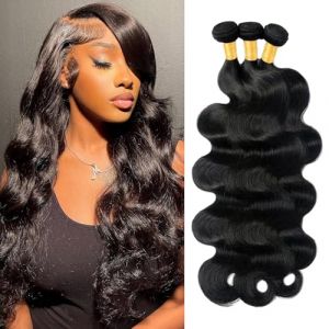 Tissage Naturel Cheveux Humain Tissage Brésilien Ondulé Meche Tissage Cheveux Humain Tissage Bresilien Cheveux Naturel 100% Body Wave Human Hair Extension Naturelle Couleur (22 24 26 pouces /210g) (FULLOVE, neuf)