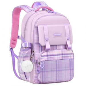 Amythe Sac &agrave; Dos Fille Primaire, Kawaii Cartable Enfant Scolaire, Sac Ecole Fille Coll&egrave;ge L&eacute;ger de Grande Capacit&eacute; pour CP CE CM 6 &agrave; 12 ans-Violet (Amythe, neuf)