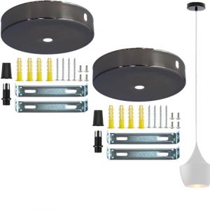 2 Pcs Auvent De Plafond, 80 X 25 Mm Rosace Plafond Cache Fil, Cache Fil Pour Lustre, Canopy Light Accessoire, Rosace De Plafond, Luminaire Cable Suspension Moulure Plafond Et Cache Ampoule Inclus (LeChengJia, neuf)