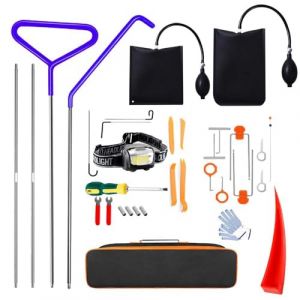 Kit Ouverture Porte Voiture,Outil Demontage Garniture,Outil Demontage Garniture voiture,33Pi&egrave;ces Outils de Retrait de Garnitures avec Pompe &agrave; Air pour Ouverture de Porti&egrave;re Kit R&eacute;paration de Voiture (sihuiouzhou, neuf)