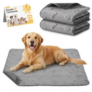 HezzLuv Tapis &eacute;ducateurs lavables pour Chiot, Lot de 2, Tapis Pipi pour Chien r&eacute;utilisables Ultra-absorbants, al&egrave;ses pour Animaux imperm&eacute;ables antid&eacute;rapantes avec Motif Pattes/os &ndash; 80&times;90cm (INSYU, neuf)
