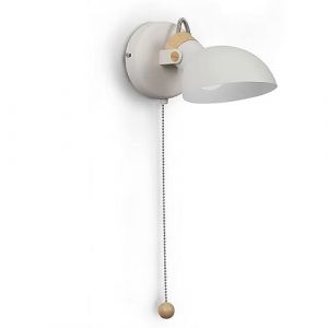 FROIDEXG Applique Murale LED avec Interrupteur &Agrave; Tirette Blanc Rotatif R&eacute;tro Applique Murale Montage en Surface Applique Murale en M&eacute;tal pour Chambre &Agrave; Coucher &Eacute;tude De Chevet Chambre d'enfant (Modeen Lighting Factory, neuf)