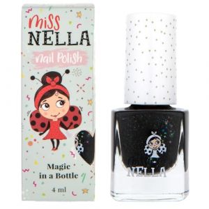 Miss Nella SURPRISE PARTY- Noir Vernis à ongles spécial avec des paillettes pour enfants, formule Peel-off, à base d'eau et sans odeur (OMG Marketing Ltd, neuf)