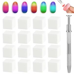 JSRQT 100 Pièces Éponge Ongle Dégradé,Eponge Nail Art Blanche avec Pince Métallique pour Babyboomer et Motifs à Dégradé, Accessoire Professionnel pour Manucure (JSRQT-JR, neuf)