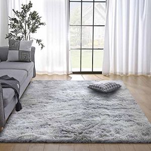 JURLEA Tapis Moderne Moelleux Shaggy pour Salon Doux Tapis Antidérapant pour Chambres Garçons Filles Chambre Salle de Jeux Moderne Décor À La Maison (Gris Blanc, 140 x 200 cm) (Yalande-EU, neuf)