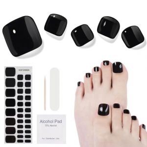 Moguri Lot de 32 bandes de p&eacute;dicure en gel semi-durci - Autocollants pour ongles d'orteils - Pour femmes, filles, enfants - Avec tampons de pr&eacute;paration - Noir (Froahix, neuf)