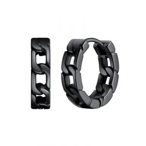 ChainsHouse Boucle d'Oreille pour Homme Anneaux Clou d'Oreille Cha&icirc;ne Cubaine Petit Cr&eacute;ole Femme Enfant Garcon en Acier Inoxydable Argent/Or/Noir Bijou Cadeau Mari No&euml;l F&ecirc;te des P&egrave;res Nouvel An (ChainsHouse Jewellery, neuf)