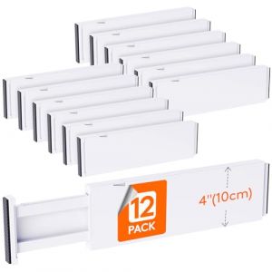 Lifewit Jeu de 12 Separateur Tiroir pour Hauteur 10,5 cm, Largeur 35-56cm Diviseur de Extensible pour Armoires de V&ecirc;tements, Rangement et Organisation Plastique de la Cuisine, Bureau, Salle de Bain (Lifewit Home FR, neuf)