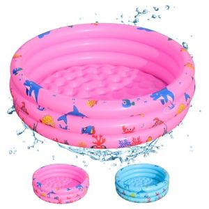 Shyllin Piscine Gonflable Enfant 80x80x22cm,Three Ring Inflatable Paddling Pool,Baignoire Gonflable pour bébé,Piscine pataugeoire Gonflable Ronde (Rose) (XFJIN243, neuf)