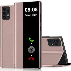 Coque pour Samsung A52 Clear View Cover Coque pour Samsung Galaxy A52 Etui &agrave; Rabat Protection Case Flip Folio Silicone TPU Antichoc Mince Douce 360 Full Body Antichoc Housse 5G/4G (Or Rose) (ZhuChuangYouSuJiaoZhiPinYouXianGongSi, neuf)