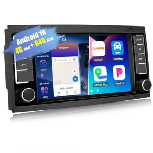 CAMECHO 4+64G Android 15 autoradio pour VW Touareg Transporter T5 Multivan 2004-2011 avec Carplay Android Auto Bluetooth 5.0,8 Pouces 2 Din avec GPS WiFi DSP FM/RDS SWC et USB (Icamecho, neuf)