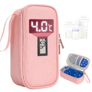 YOUSHARES Sac Isotherme Lait Maternel avec Poches de Gel, Glaci&egrave;re Lait Maternel Biberon avec Affichage de la Temp&eacute;rature pour Voyages Conservation Lait Maternel（Rose） (Heartorigin-FR Direct, neuf)