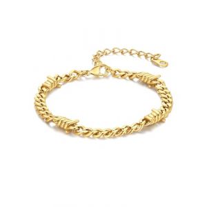 Bandmax Bracelet Fil de Fer Barbel&eacute; Cha&icirc;nes Cubaines &agrave; Pointes pour Hommes Femmes, 5/7/9/12 mm de largeur, Hip Hop Punk Biker Bracelets de Main 18 cm de longueur + 5 cm de rallonge, Acier inoxydable (Bandmax Direct, neuf)