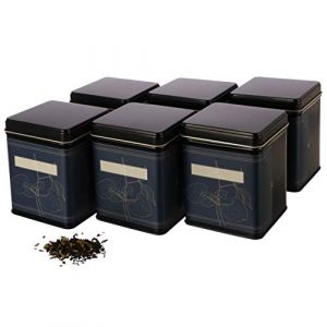 Dosenritter | 6 x boîte à thé classique, empilable, avec étiquettes florales| étanche, métal, pour 140g de Earl Grey | 9.8 x 7.6 x 7.6 cm (HxLxP) | également idéale comme boîte á farine, à riz (Dosenritter, neuf)
