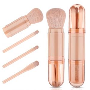 Sibba Lot de pinceaux de maquillage de voyage 4 en 1 - Mini brosse de maquillage r&eacute;tractable professionnelle - Accessoires cosm&eacute;tiques portables - Support de maquillage - Pour poudre, fard &agrave; (Fast Media Ships From USA, neuf)