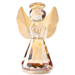 Ange gardien en cristal - Cadeau pour femme - Ornements de collection - Figurine d'ange en verre - D&eacute;coration pour la maison - Fait &agrave; la main - Souvenir de No&euml;l pour elle (dor&eacute;) (ornarist, neuf)