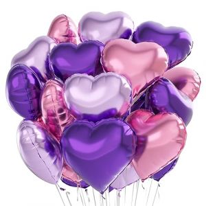 Ballon Coeur Rose Violet 24 pcs, Baudruche en Forme de Coeur,Ballons de Fleuret,Ballon Helium Coeur pour Anniversaire, Mariage, Saint Valentin, d&eacute;coration de f&ecirc;te de No&euml;l (WEIMEIYING, neuf)
