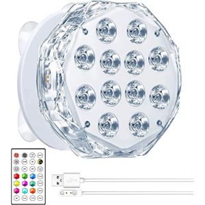 Idealife lumière LED Rechargeable Grandes 20-LED Submersible avec telecommande RGB LED de Couleur décorative étanche veilleuse eclairage Aquarium LED Lampe Piscine Hors Sol pour Spa Lumiere Jacuzzi (Idealife-EU, neuf)