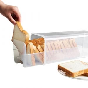 Boite a Pain, Boite a Pain de mie Hermétique avec Tiroir & Couvercle, Rangement Pain Boite Stockage de Pain Plastique Verticale pour le Garder Frais, distributeur de Pain Perdu Transparent (habante, neuf)