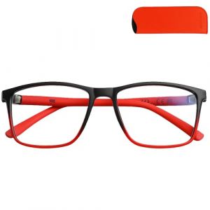 Mini Brille - Lunettes Anti Lumi&egrave;re Bleue Design sans Correction avec de Verres Rectangulaires, &Eacute;tui Lunettes, Monture en Plastique (Noir), Lunettes pour &Eacute;cran, Lunette Homme et Femme (Mini Brille, neuf)