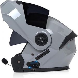 Adulte Bluetooth Modulable Casque Moto Homme Et Femme ECE Homologué Flip Up Casque Moto avec Double Visière pour Anti-Collision Casque Scooter Integral Modulable Locomotive Casque (GLHXD, neuf)
