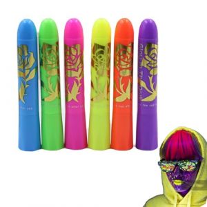 Peinture Visage Fluorescente,6 Pièces Peinture Fluorescente Pour La Peau | Marqueurs Pailletés À Séchage Rapide Lavables Pour Boîtes De Nuit Festivals Mariages À Thème Fêtes (HaiFusion Studio, neuf)