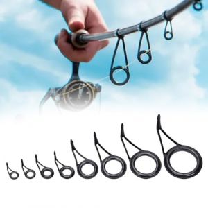 DOKRIN Supports cannes, Kit de r&eacute;paration d'anneaux de canne &agrave; p&ecirc;che 8 pi&egrave;ces, ensemble de guides de canne &agrave; p&ecirc;che, anneau de guidage de canne &agrave; p&ecirc;che en c&eacute;ramique (noir) (IOANA BEST CLOTHES, neuf)