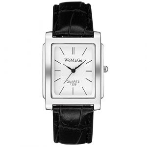 JewelryWe Montre &agrave; Quartz Classique pour Homme avec Bo&icirc;tier Carr&eacute; et &Eacute;chelle de Barre (Noir) (JewelryWe Bijoux, neuf)