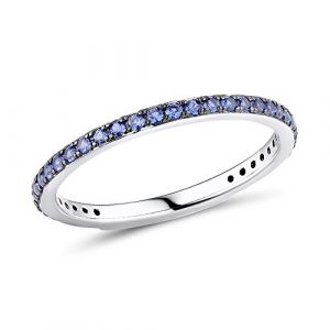 namana Bague Fine en Argent Sterling pour Femme. Bague Femme sertie de Zircons Bleu en Argent 925. Bagues Anneau en Argent pour Femmes avec des Pierres Bleues. Alliance de Marriage Femme de taille 60 (Anakao, neuf)