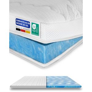 Surmatelas memoire de Forme 160x220 epaisseur 8cm - Mousse de Gel Adaptable et Respirante pour Un Sommeil reparateur - Housse de surmatelas Moelleux - Surmatelas 160 x 220 Epais et de Haute qualit&eacute; (AM Quality, neuf)