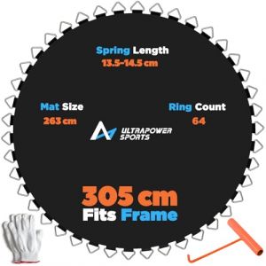 ULTRAPOWER SPORTS Tapis de Saut pour Trampoline Diamètre 244 305 366 cm Tapis de Saut de Rechange pour Trampoline d'extérieur (305 cm, 64 œillets) (XinQi_01, neuf)