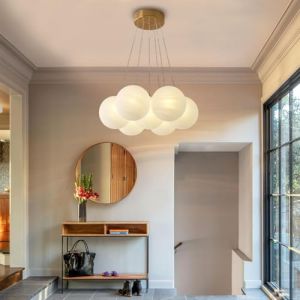 LYSDjia Lustre Mid-Century Nordic Grand Globe Boule de Verre Plafonnier Forme Suspension Luminaire Base Dor&eacute;e 13 Lumi&egrave;res Lustres D&eacute;coratifs Modernes pour Salon Salle &agrave; Manger Chambre &Icirc;le d'entr&eacute;e (S (LYSDjia-FR, neuf)
