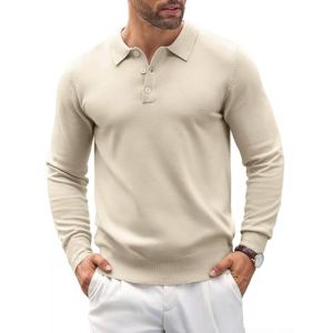COOFANDY Pull Homme Hiver Sweat Pullover Col Roulé Sweats sous Sweatshirts Torsadé Regular Fit Marque Sweat Travail Pulls Chaud Jumper sous Pulls Crème XL (COOFANDY EU, neuf)
