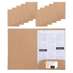 10pcs A4 Chemise Cartonnée avec Rabat à Pochettes Sac de Fichier en Papier Kraft Epais Dossier de documents à Insertion Dossier de Fichiers Portable pour Société Bureau Scolaire Maison (HKSICHENGKEJIUK, neuf)