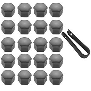 LICQIC 20 Pcs Capuchon d'écrou de Roue 19mm Capuchons d'écrou de Boulon de Roue, Cache-écrous de Pneu hexagonaux avec Ensemble d'outils de démontage pour Voitures, Gris (LICQIC, neuf)