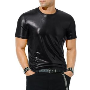 Casey Kevin Chemise Metallique Homme, T-Shirt M&eacute;tallis&eacute; Brillante Paillettes Manches Courtes pour F&ecirc;te Club Party Disco Discoth&egrave;que Dancing Halloween Cosplay, XXL (Casey-Kevin, neuf)
