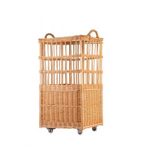 e-wicker24 Alles aus Weide Chariot à pain, chariot à pain sur roulettes avec deux contreplaqué, présentoir baguette, visualisée pour pain,support de stockage de pain (46x40 H90) (e-wicker24, neuf)