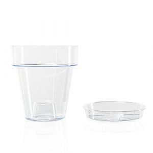 Kalapanta 1 Pot pour orchidée en Plastique Transparent avec Trous de Drainage et 1 Soucoupe - Diamètre 16 cm (Bloome, neuf)