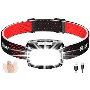 Blukar Lampe Frontale Rechargeable 2 Pack, 2000L Super Lumineux Léger Torche Frontale LED Puissante avec Voyant Rouge,8 Modes d'Éclairage,Capteur Mouvement,IPX5 Étanche,30H d'autonomie pour Camping (Flying-Store, neuf)