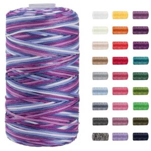 CAMAL Ficelle Nylon Fil Nylon 1.5mm Cordon Bracele 200m Corde Fine Corde pour Bracelet Fil Tress&eacute; pour Bricolage Artisanat, Bonnets, Sac Au Crochet (Gris-Blanc-Violet) (CAMAL-UK, neuf)
