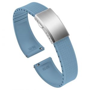 ULLCHRO FKM Bracelet Montre 20mm 22mm Bracelets de Montre FKM Caoutchouc fluor&eacute; &agrave; D&eacute;gagement Rapide Souples et Durables Bracelet de Remplacement pour Homme Femme (18mm, Bleu Clair) (Ullchro-EU, neuf)