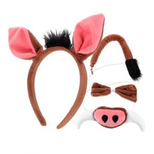 SAFIGLE 1 ensemble Déguisement Cosplay Animal avec Diadème Oreilles de Queue Nez Factice et Nœud pour Fête des Garçon Fille (Grand Di, neuf)