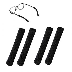 PEUTIER 4pcs Coussinet Oreille Lunettes, Doux Tricot&eacute; en Coton Antid&eacute;rapant, Embouts pour Branches de Lunettes, Manchon de Bras de Lunettes pour Lunettes de Soleil Lunettes Lunettes de Lecture (Noir) (funysion, neuf)