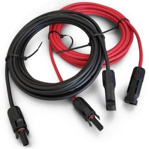 ANFIL Câble Solaire 4mm² - Câble d'extension Photovoltaïque avec Connecteurs Femelle et Mâle, Résistant aux UV, de Connexion Solaire pour Panneaux Solaires, Onduleurs - 6m Rouge + 6m Noir (ANFIL TECH, neuf)